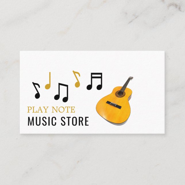 Gitarren-Notizen, Musikinstrumentenladen Visitenkarte (Vorderseite)