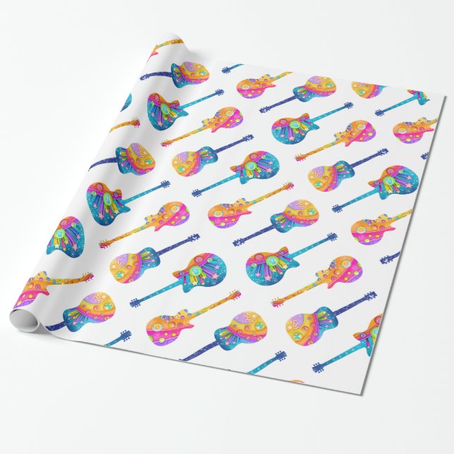 Gitarren-Pop-Kunst-Verpackungs-Papier Geschenkpapier (Ungerollt)