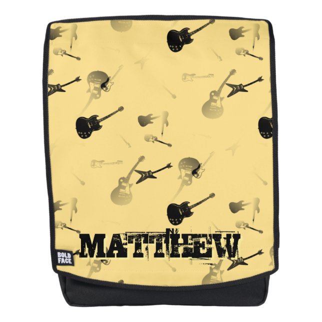 Gitarren Rock Schwarz-weiß mit Name Y Backpack Rucksack (Vorderseite)