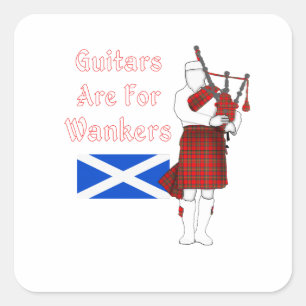 Gitarren sind für Wankers Funny Bagpiper Quadratischer Aufkleber