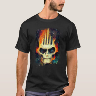 Gitarren-Skelett-Schädel mit Flammen über der Gala T-Shirt