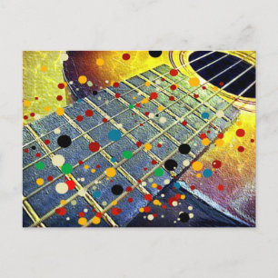 Gitarren Strings Musikalische Wasserfarbe Postkarte