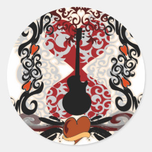 Gitarren-Tattoo Runder Aufkleber