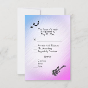 Gitarren-Thema Pearly Purple RSVP mit Menüauswahl Karte