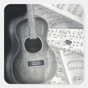Gitarren-u. Notenen-Aufkleber Quadratischer Aufkleber