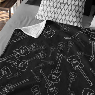 Gitarren überall schwarz fleecedecke