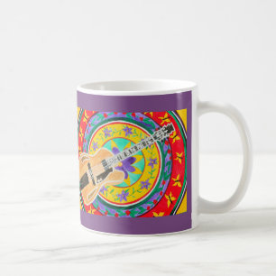 Gitarren-und Mandala-Aquarell Kaffeetasse