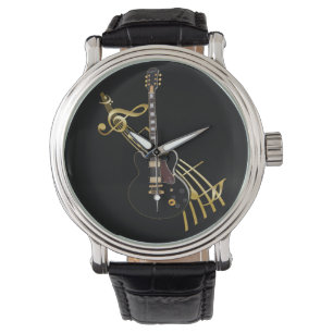 Gitarren-und Musik-Kerbe-Uhr Armbanduhr