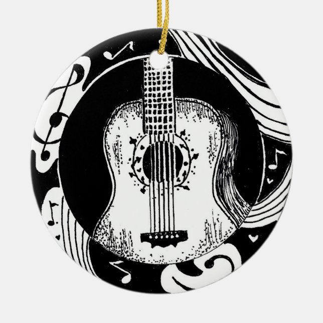 Gitarren-Verzierung Keramik Ornament (Vorne)