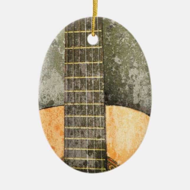 Gitarren-Weihnachtsverzierung Keramikornament (Vorne)