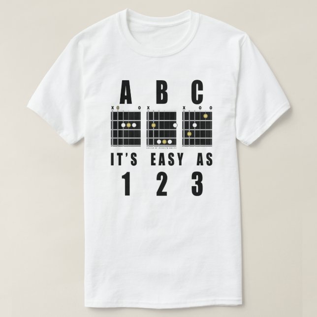 Gitarrenakkorde ABC Es ist einfach bis 123 T-Shirt (Design vorne)