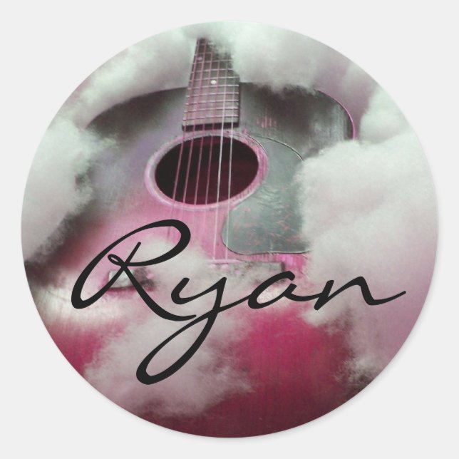 Gitarrenaufkleber für den Namen RYAN Runder Aufkleber (Vorderseite)