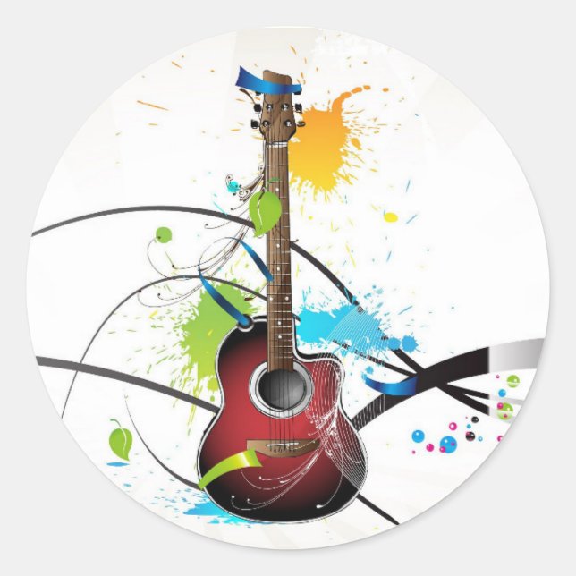 Gitarrenaufkleber Runder Aufkleber (Vorderseite)