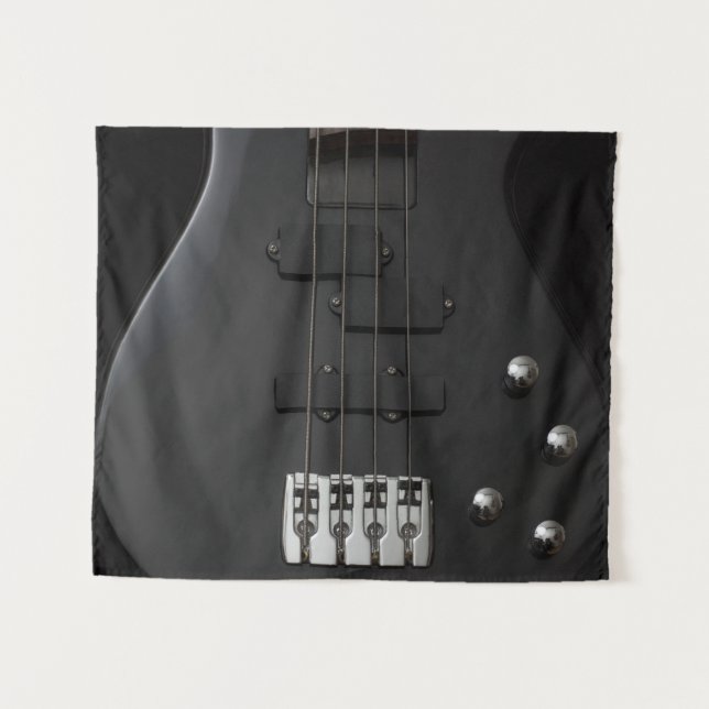 Gitarrenbass-Instrument schwarz Wandteppich (Vorderseite (Horizontal))