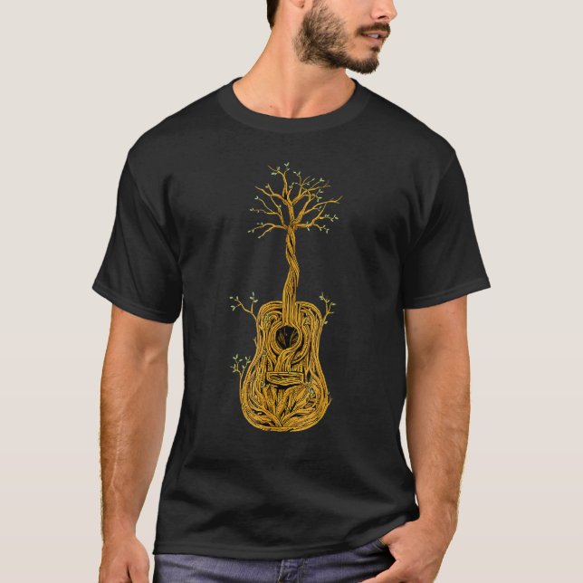 Gitarrenbaum des Lebens Gitarrenspielernatur T-Shirt (Vorderseite)
