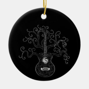 Gitarrenbaum und Musiknote Keramik Ornament
