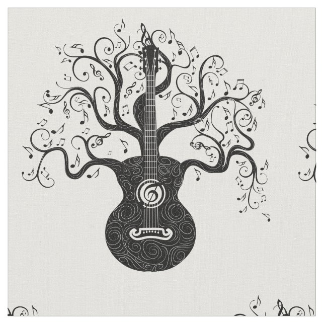 Gitarrenbaum und Musiknote Stoff (Nahaufnahme)