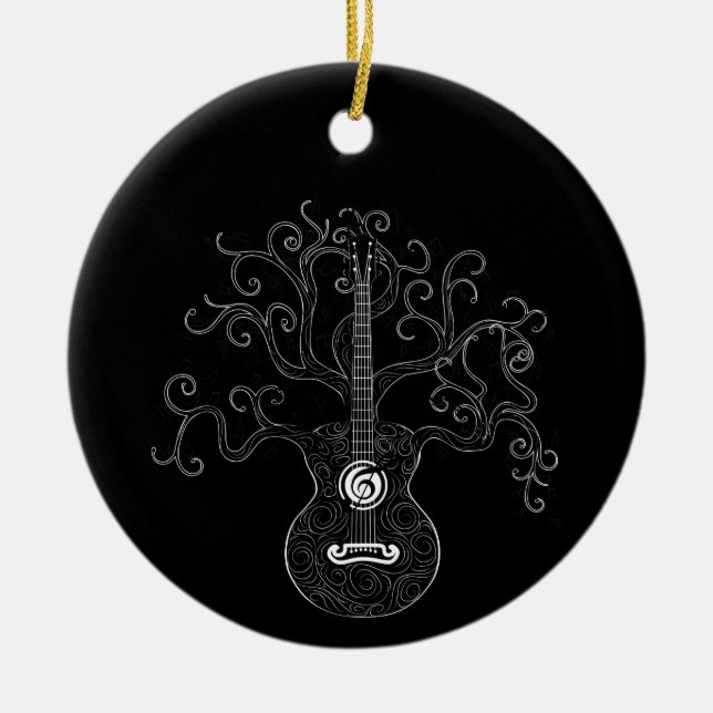 Gitarrenbaum und Musiknoten Keramik Ornament (Vorne)