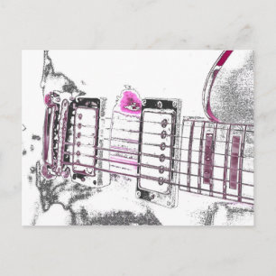 Gitarrenbild Kontur rosa schwarze Brücke Postkarte