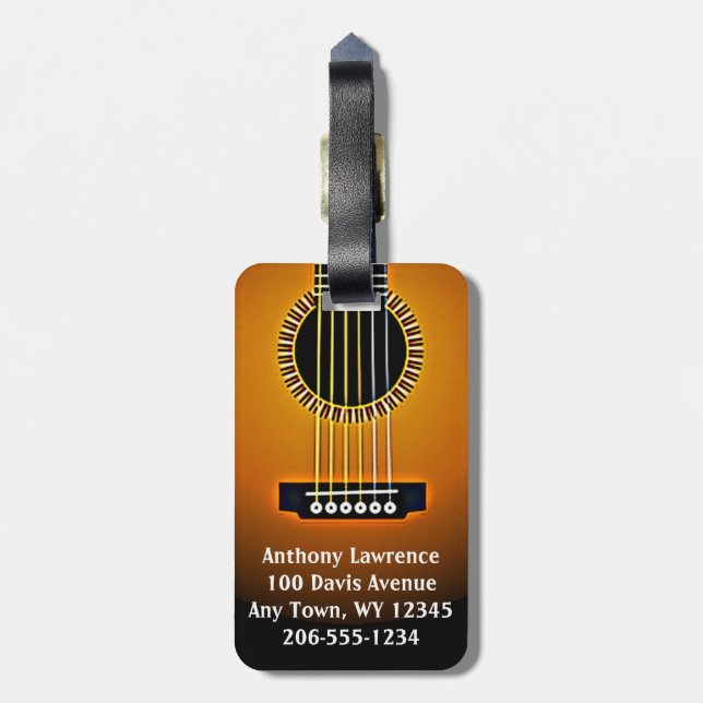 Gitarrendesignmarken Gepäckanhänger (Rückseite vertikal)