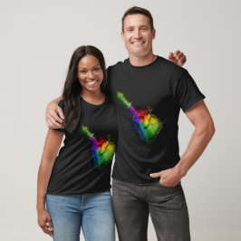 Gitarrenfarbenes Spritzer Design T-Shirt