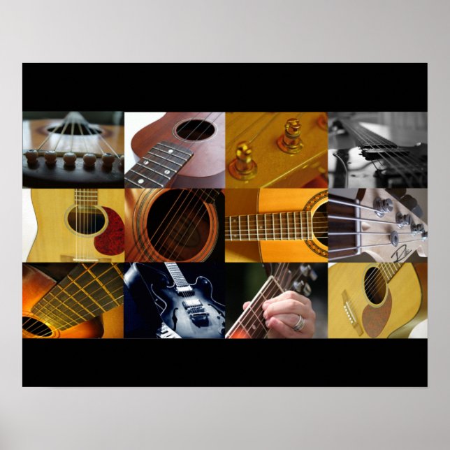 Gitarrenfoto Collage Poster (Vorne)