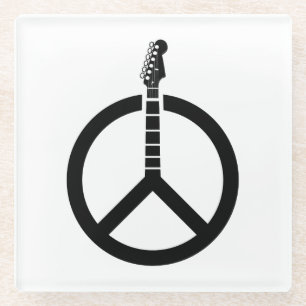 Gitarrenfriedenszeichen Glasuntersetzer