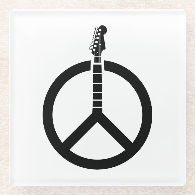 Gitarrenfriedenszeichen Glasuntersetzer (Vorderseite)