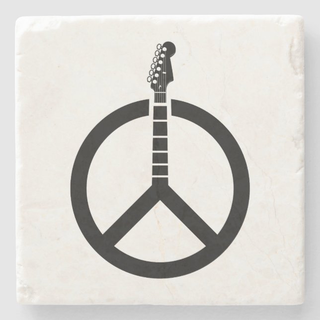 Gitarrenfriedenszeichen Steinuntersetzer (Vorderseite)