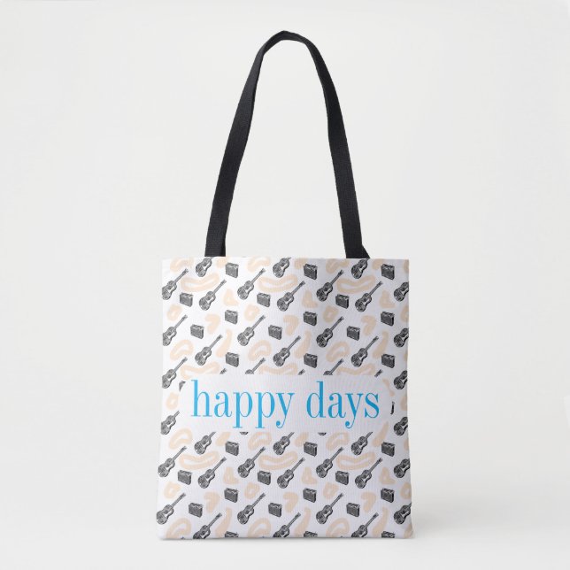 Gitarrenfunkmuster Happy D Custom Tote Bag Tasche (Vorderseite)