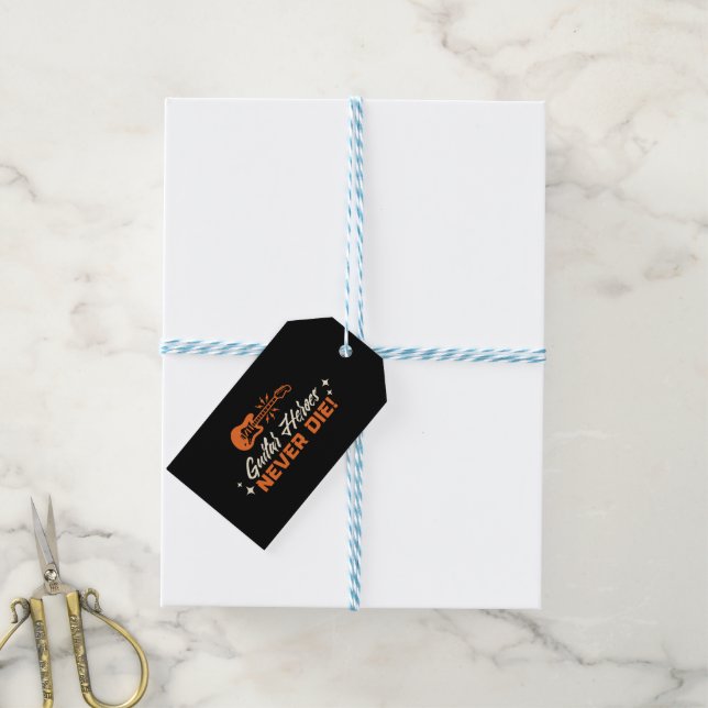 Gitarrenhelden Die nie! Geschenkanhänger (Mit Garn)