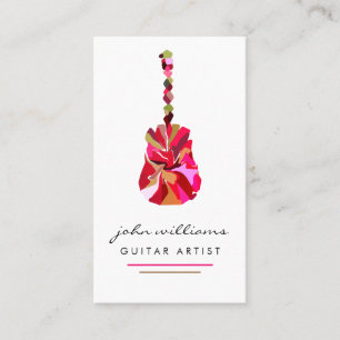 Gitarreninstrument Musiklehrer DJ Event Pink Visitenkarte