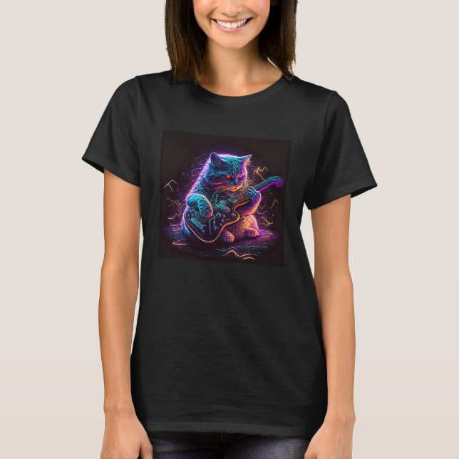 Gitarrenkatze Kitten spielt eine elektrische Gitar T-Shirt (Vorderseite)
