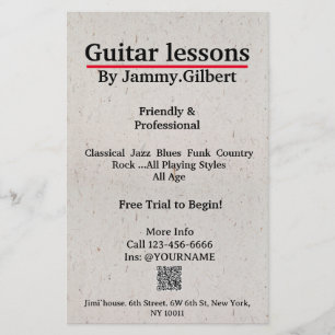 Gitarrenklassendruck Flyer Doppelseitig bedruckt