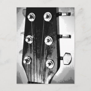 Gitarrenkopf-Saiten-Stimmwirbel Artsy Schwarz Weiß Postkarte
