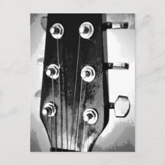 Gitarrenkopf-Saiten-Stimmwirbel Artsy Schwarz Weiß Postkarte