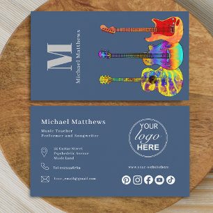 Gitarrenlehrer-Logo und individuelle soziale Medie Visitenkarte