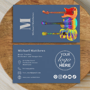 Gitarrenlehrer Musiker Logo und Social Media Visitenkarte