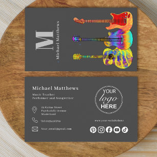 Gitarrenlehrer Musiker Logo und Social Media Visitenkarte