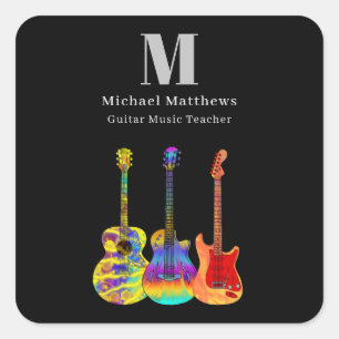 Gitarrenlehrer Musikunterricht Individuell Quadratischer Aufkleber