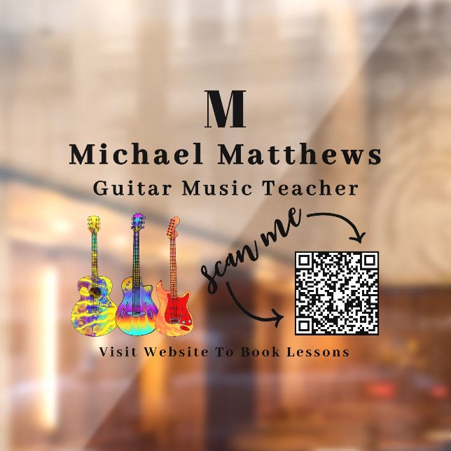 Gitarrenlehrer Musikunterricht QR-Code Fensteraufkleber (Blatt 2)