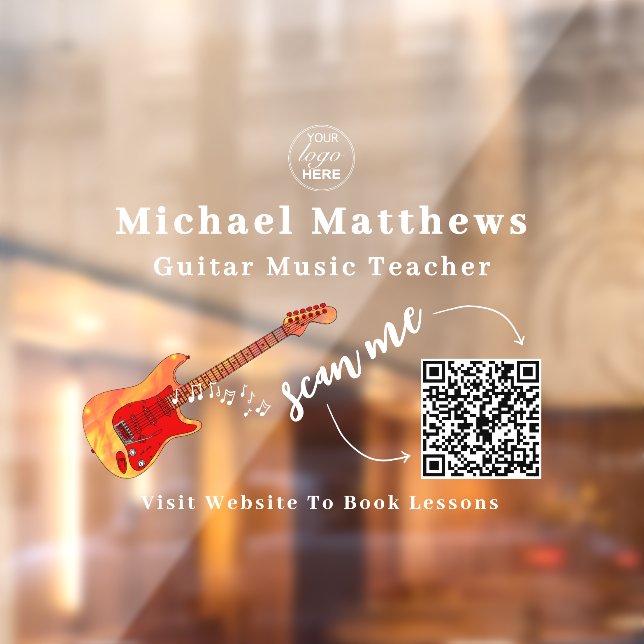 Gitarrenlehrer Musikunterricht QR-Code Fensteraufkleber (Blatt 2)