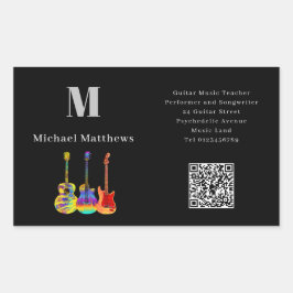 Gitarrenlehrer Musikunterricht QR-Code Rechteckiger Aufkleber