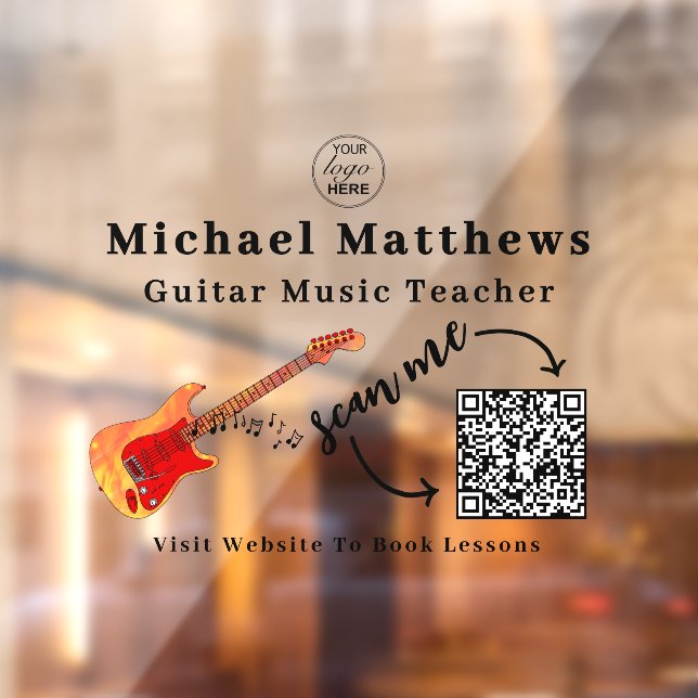 Gitarrenlehrer Musikunterricht Werbung QR-Code Fensteraufkleber (Blatt 2)