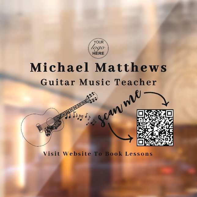 Gitarrenlehrer Musikunterricht Werbung QR-Code Fensteraufkleber (Blatt 2)