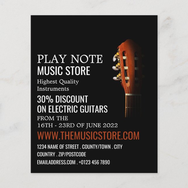 Gitarrenleiter, Musikinstrumentenladen Flyer (Vorne)