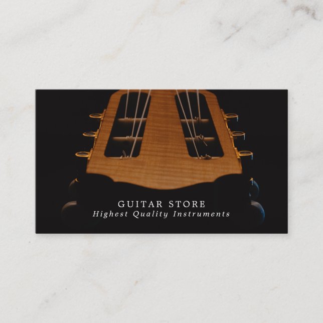 Gitarrenleiter, Musikinstrumentenladen Visitenkarte (Vorderseite)