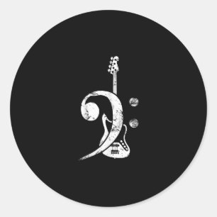 Gitarrenliebhaber Bassschlüssel Bassgitarre Runder Aufkleber