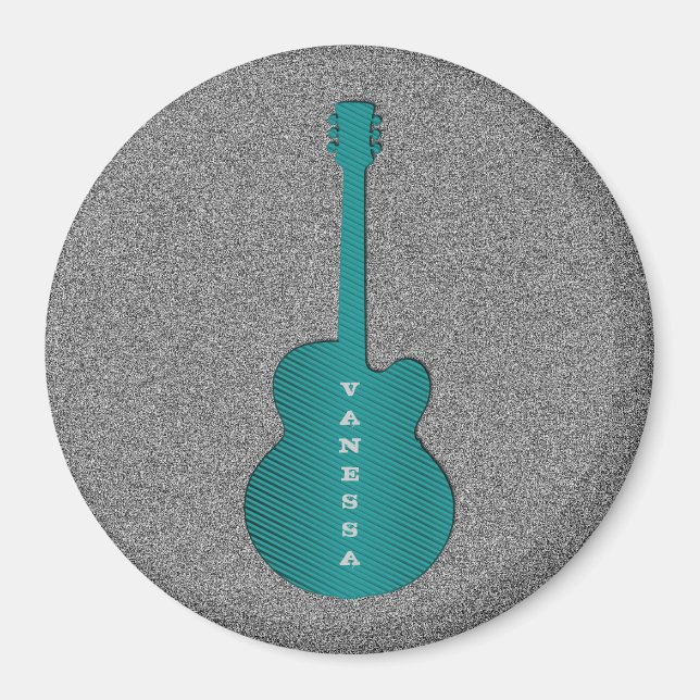 Gitarrenmagnet gestrichen, türkis magnet (Vorne)
