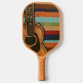 Gitarrenmalerei mit gestreiftem Hintergrund Pickleball Schläger
